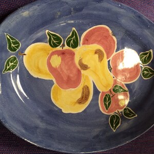 Hand Built Pottery Pear and Apple Plate