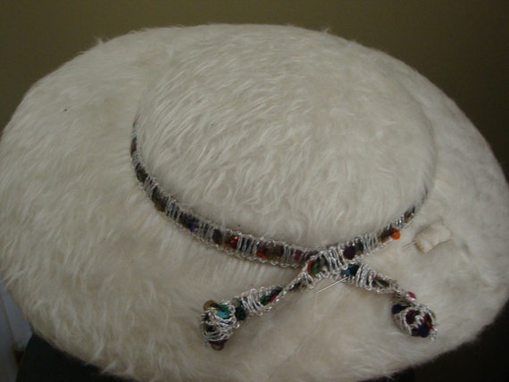 Vintage Hat, Wide Brim White and Wooley - image 2