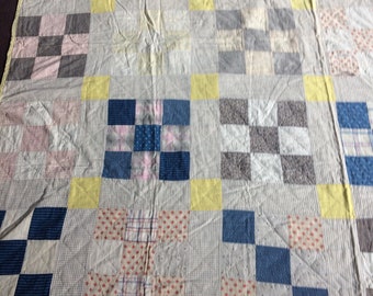 Vintage Nine Patch Handmade Quilt