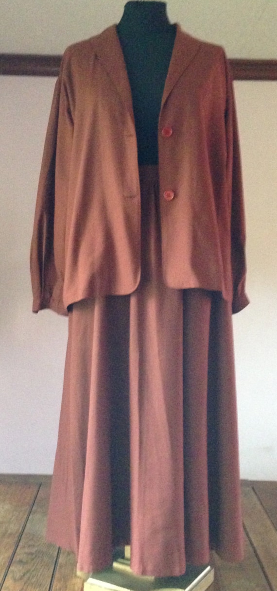 Rusty Raw Silk Two-Piece Suit from the Eighties, W