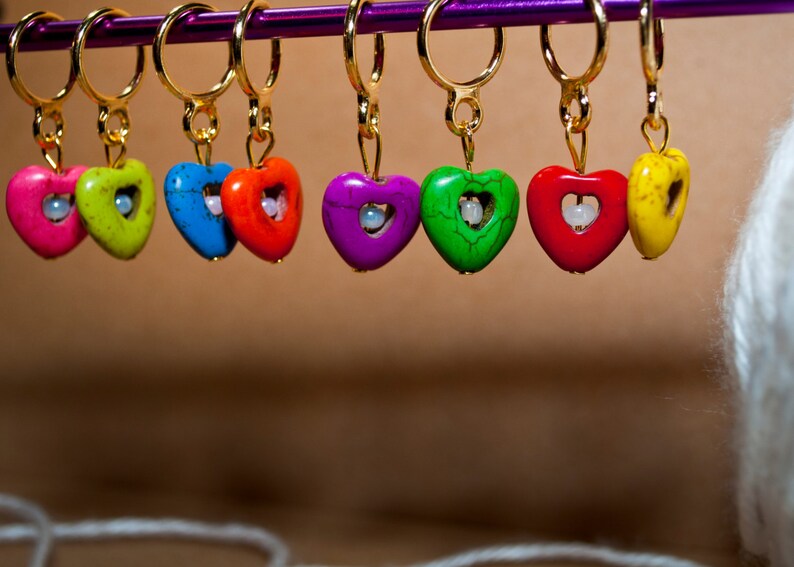 Heart Stitch Markers Set of 6 Etsy