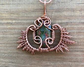 Unakite Angel Wings crystal healing chakra necklace