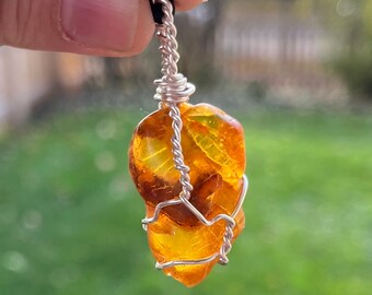 Amber crystal healing necklace