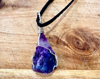 Purple Fluorite Healing Crystal Necklace