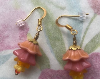 Ea-230 Fantasy Flower Dangle Earrings, Summer Earrings, Free Shipping.