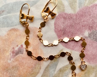 Ea-231 Earrings. Glitter earrings. Gold-plated chain dangle earrings. Free Shipping.