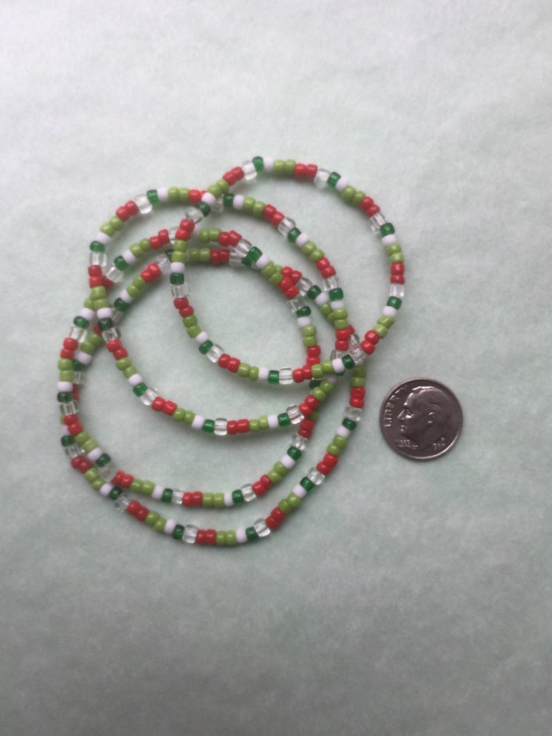 Christmas Colour Stretchie White /& Clear seedbeads Br-93 Bracelet with Red Free Shipping. Choose sizelength Green Drap\u00e5jularmband