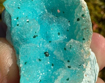 chrysocolla and druzy quartz on matrix 1 - Congo - Africa - beautiful and rare - gem silica