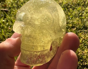 Libyan Desert Glass Skull Carving by Raven Youngman (148g)