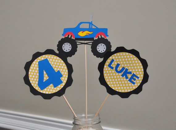 Monster Truck Centerpiece Monster Truck Birthday Party Etsy