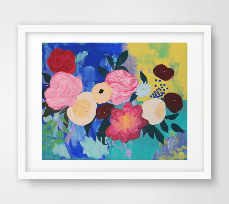 PRINT Title: Flowers No. 1 by Nicole Werner Stevens // Art Print, Wedding, Anniversary, Shower, Birthday, Gift image 1