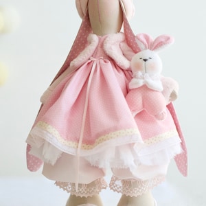 Bunny Marta Fabric Doll Cute Doll Gift for Girl Art Doll ECO Toy Tilda Custom Doll Easter Bunny Rabbit Toy Textile Bunny Home Decoration image 6