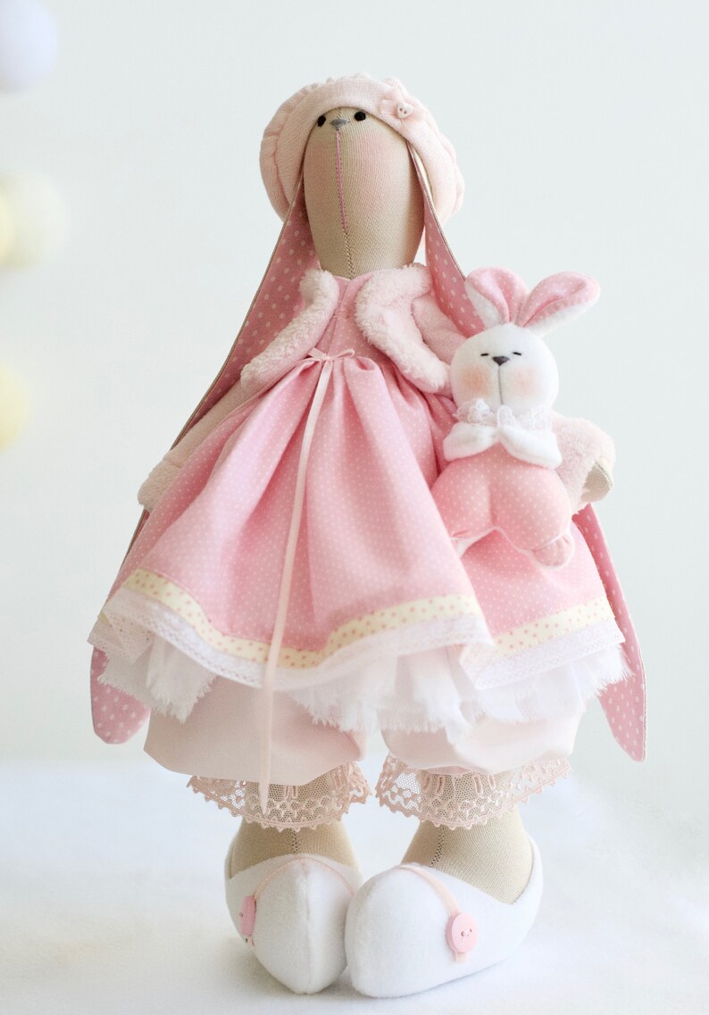 Bunny Marta Fabric Doll Cute Doll Gift for Girl Art Doll ECO Toy Tilda Custom Doll Easter Bunny Rabbit Toy Textile Bunny Home Decoration image 6