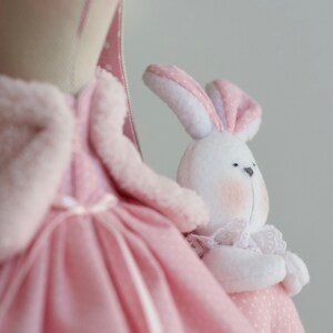 Bunny Marta Fabric Doll Cute Doll Gift for Girl Art Doll ECO Toy Tilda Custom Doll Easter Bunny Rabbit Toy Textile Bunny Home Decoration image 9