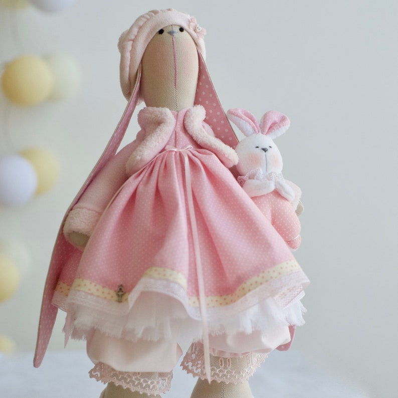 Bunny Marta Fabric Doll Cute Doll Gift for Girl Art Doll ECO Toy Tilda Custom Doll Easter Bunny Rabbit Toy Textile Bunny Home Decoration image 1