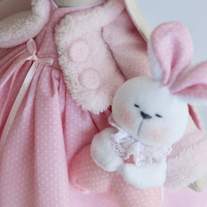 Bunny Marta Fabric Doll Cute Doll Gift for Girl Art Doll ECO Toy Tilda Custom Doll Easter Bunny Rabbit Toy Textile Bunny Home Decoration image 5