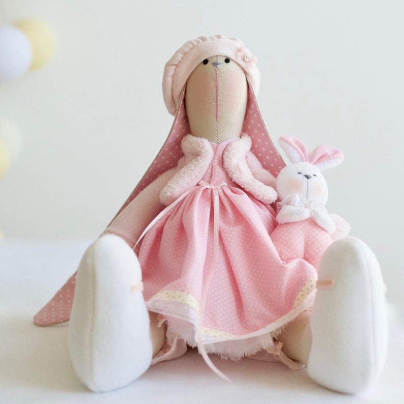 Bunny Marta Fabric Doll Cute Doll Gift for Girl Art Doll ECO Toy Tilda Custom Doll Easter Bunny Rabbit Toy Textile Bunny Home Decoration image 10