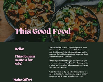 ThisGoodFood.com - Domain For Sale! Foodies Take Note!