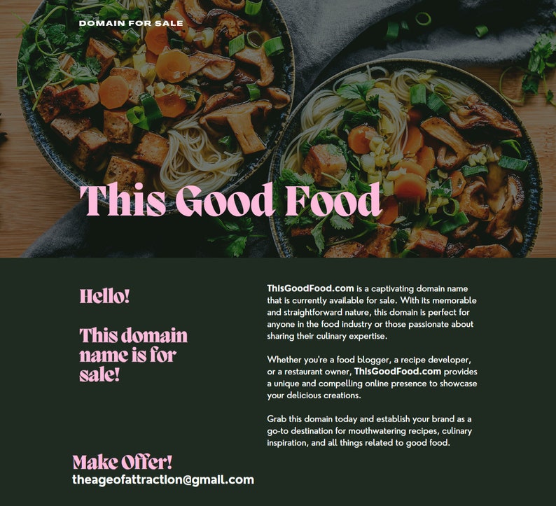 ThisGoodFood.com Domain For Sale Foodies Take Note image 1