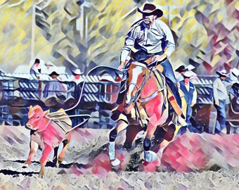 Calf Roping - The Rodeo Series - a limited signed and numbered print