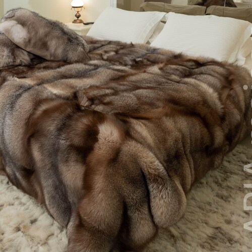 Fox Fur Throw Genuine Blanket Crystal Luxury High Pile Etsy