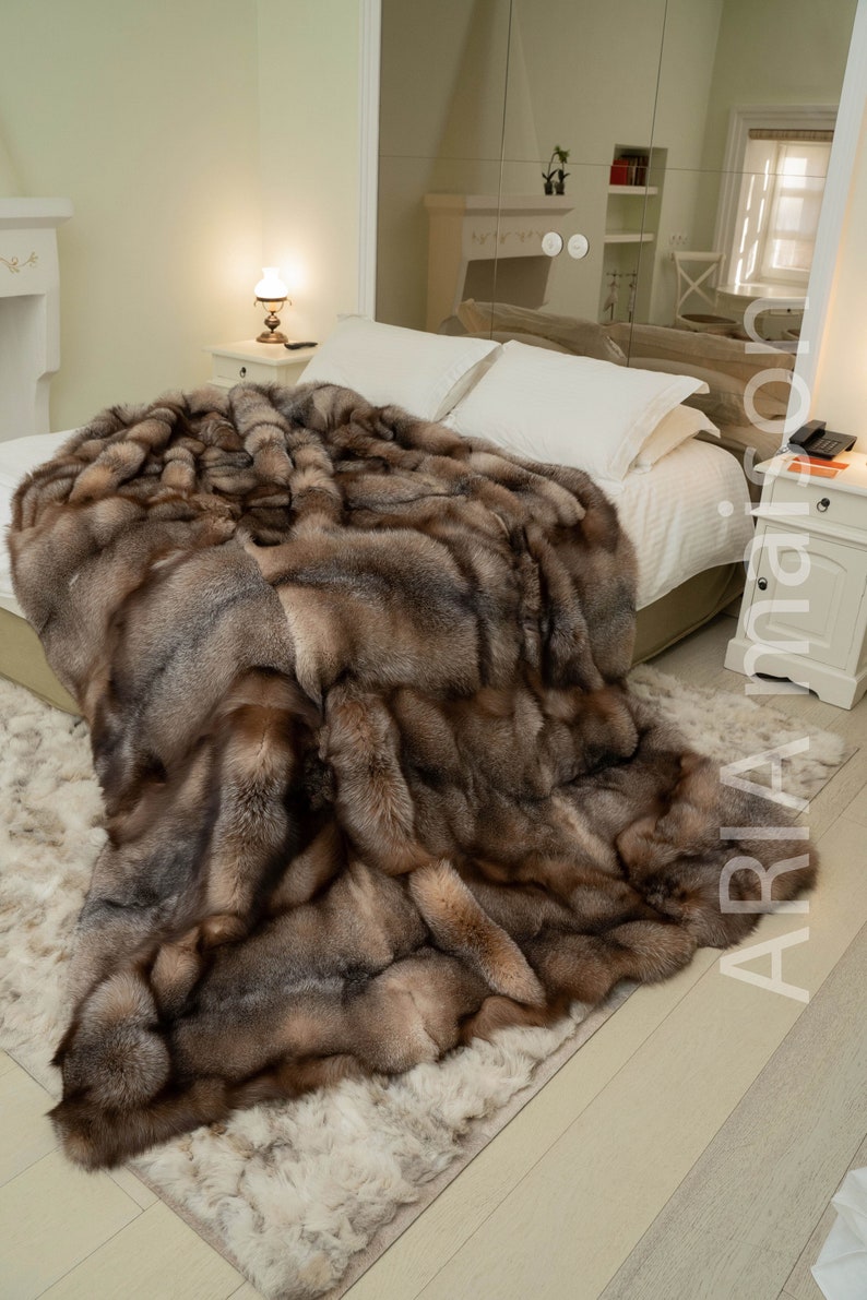 Fox Fur Throw Genuine Blanket Crystal Luxury High Pile Etsy