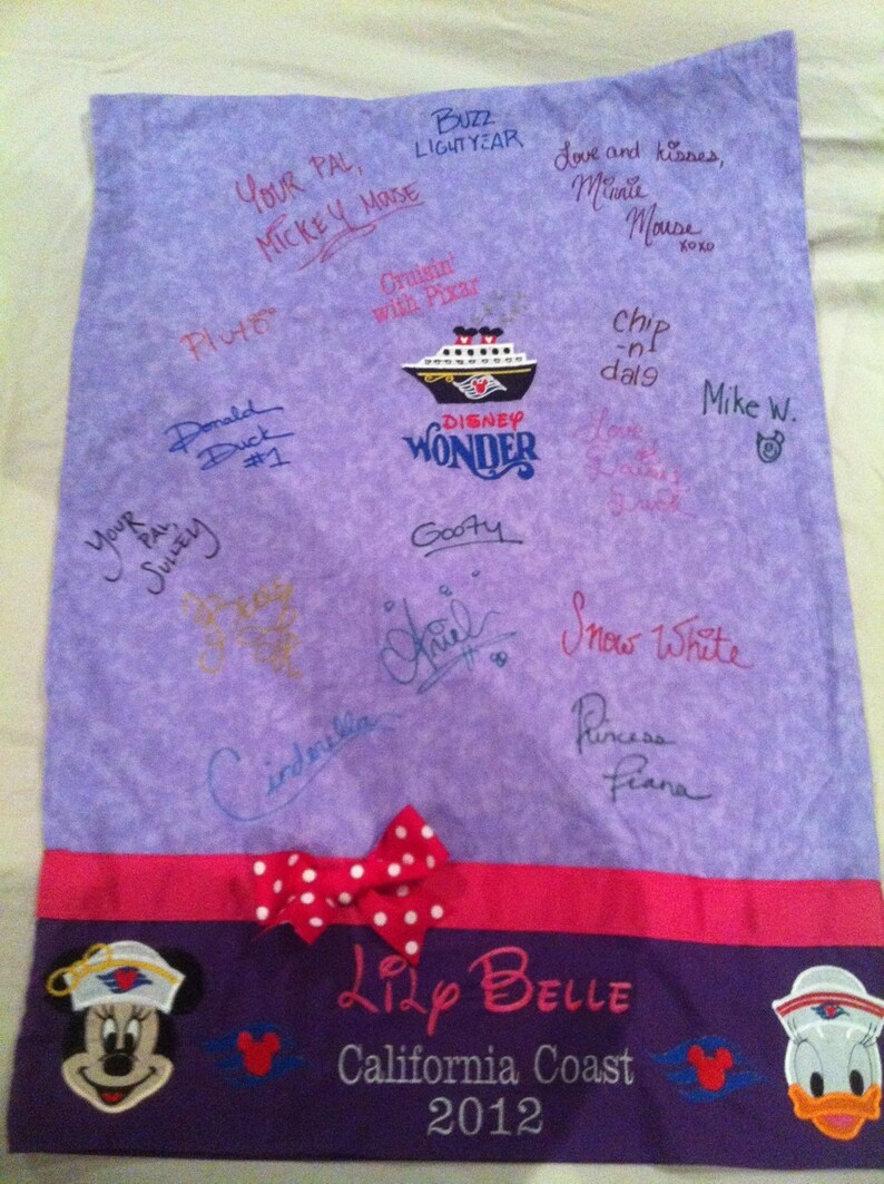 Deluxe Personalized Disney Cruise or Park Autograph Pillowcase image 1