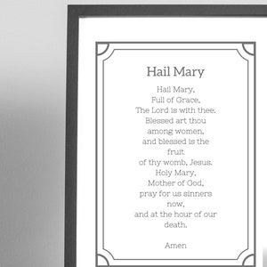 Hail Mary Poster for Catholic Classroom Hail Mary Wall Decor for kids prayer aid Hail Mary Prayer Card Download of Hail Mary Catholic Prayer