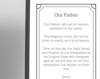 Our Father Prayer Catholic Classroom Poster for Catholic Homeschool Digital Download Catholic Prayer Rosary Decor Print