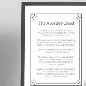 Apostles Creed Digital Download Print of Apostles Creed for Classroom Decor Apostles Creed Mass Aid for Prayer Poster for Homeschool Decor