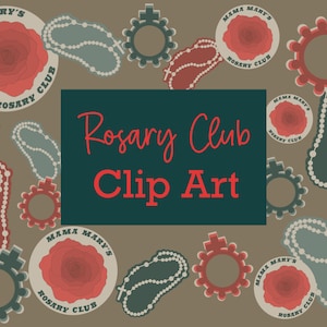 Katholieke clipart voor rozenkrans gebed clipart voor katholieke stickers bloemen Maagd Maria vintage rozenkrans digitale clip art katholieke poster decor