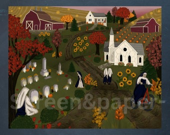 All Souls day Catholic Halloween Decor Fall Harvest Folk Art Gift for Catholic Nun Gift Idea All Hallows Autumn Farm House All Saints Day