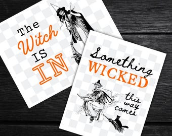 Witch Halloween Digital Prints | Retro witch decoration | Printable Halloween Wall Decor | Antique Halloween Poster | Halloween Typography