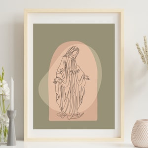Catholic Home Decor Minimalist Line Art Mary Wall decor digital download Virgin Mary Art for Catholic Gift idea for her mothers day gift