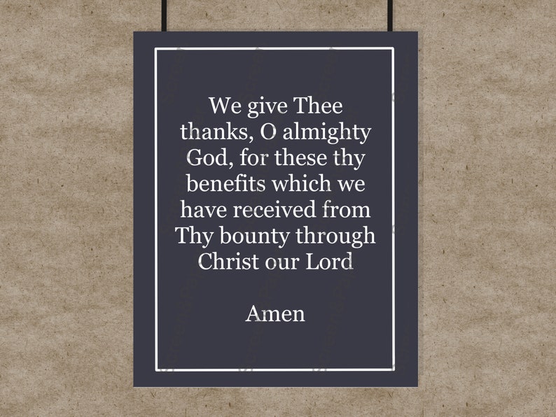 Catholic Before and After Meal Prayer for Meals Print of Catholic Meal