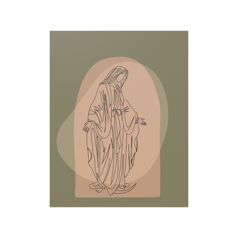 Virgin Mary Line Art Poster Print Catholic Home Decor Catholic Mama Mary Catholic Art Minimal Catholic Line Art Virgin Mary Print Catholic image 7