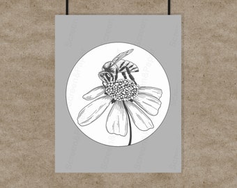 Bee Decor Honey Bee Gift Minimal Bee Wall Art para Bee Lover Gift Idea Save the Bees Descarga digital Bee Download para decoración de primavera para mamá
