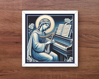 Saint Cecilia Icon Digital Download Catholic Icon of St Cecilia Print Catholic Gift for musician Confirmation gift Patron saint of music