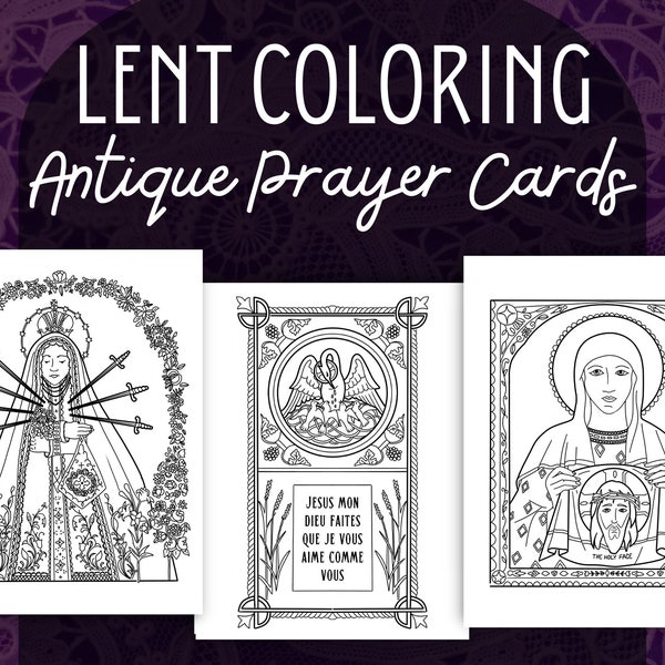 Catholic Lent Coloring Pages - Catholic Lent Decor - Antique Prayer Cards - Catholic Lent Activities for Kids - Catholic Lent Craft - PDF