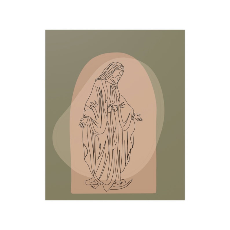Virgin Mary Line Art Poster Print Catholic Home Decor Catholic Mama Mary Catholic Art Minimal Catholic Line Art Virgin Mary Print Catholic image 4