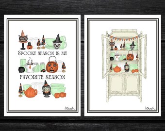 Spooky Season Is My Favorite Digital Download | Retro MCM kitchen decor | Halloween Jadeite | Halloween Wall Art | Printable Halloween Decor