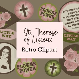 St. Therese of Lisieux Digital Art Download of Catholic clip art of Saint Therese the little flower decor of St Teresa stationary catholic
