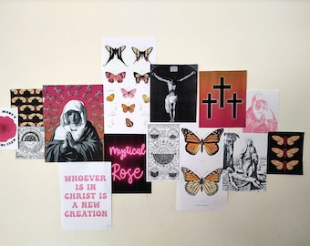 Catholic kids room decor for catholic tweens wall art for dorm room wall collage catholic art digital download Mary art for nursery pink