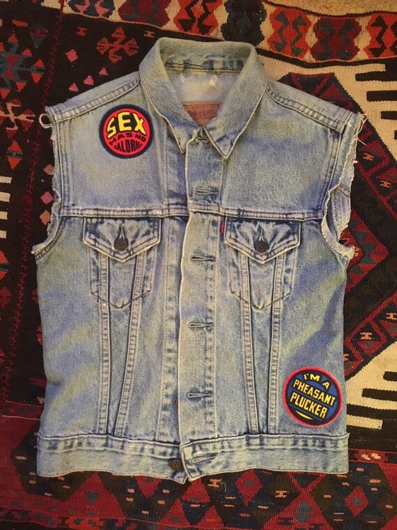 punk sleeveless denim jacket