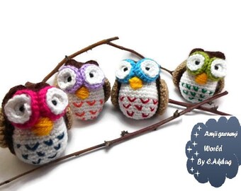 Amigurumi Pattern Crochet PDF - colourful  owls