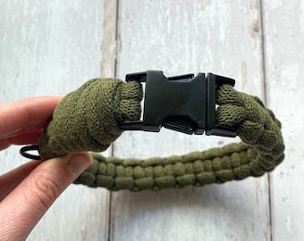 Chunky Macrame Dog Collar: Handmade Boho Style, Metal Buckle