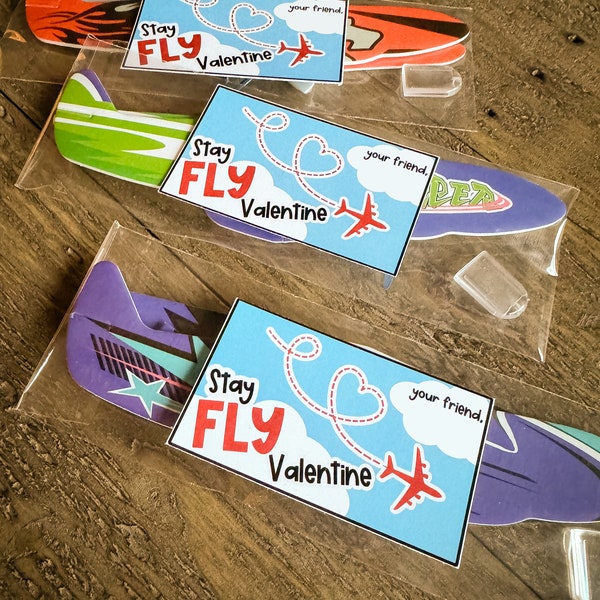 Stay Fly Valentine Airplane Valentines -- Printable Exchange Cards for Kids -- Perfect for Plane Favors  (Write Your Own Name)