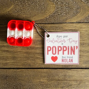 CUSTOM Hope Your Valentines Day is Poppin Digital Printable Pop It Valentine Tags with Name Personalized image 2