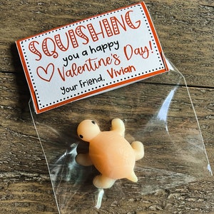 CUSTOM Squishing You a Happy Valentine’s Day squishie bag topper Kid’s Exchange Valentine Card Digital Download with Name (Personalized)