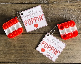 CUSTOM Hope Your Valentine’s Day is Poppin’ Digital Printable Pop It Valentine Tags with Name (Personalized)